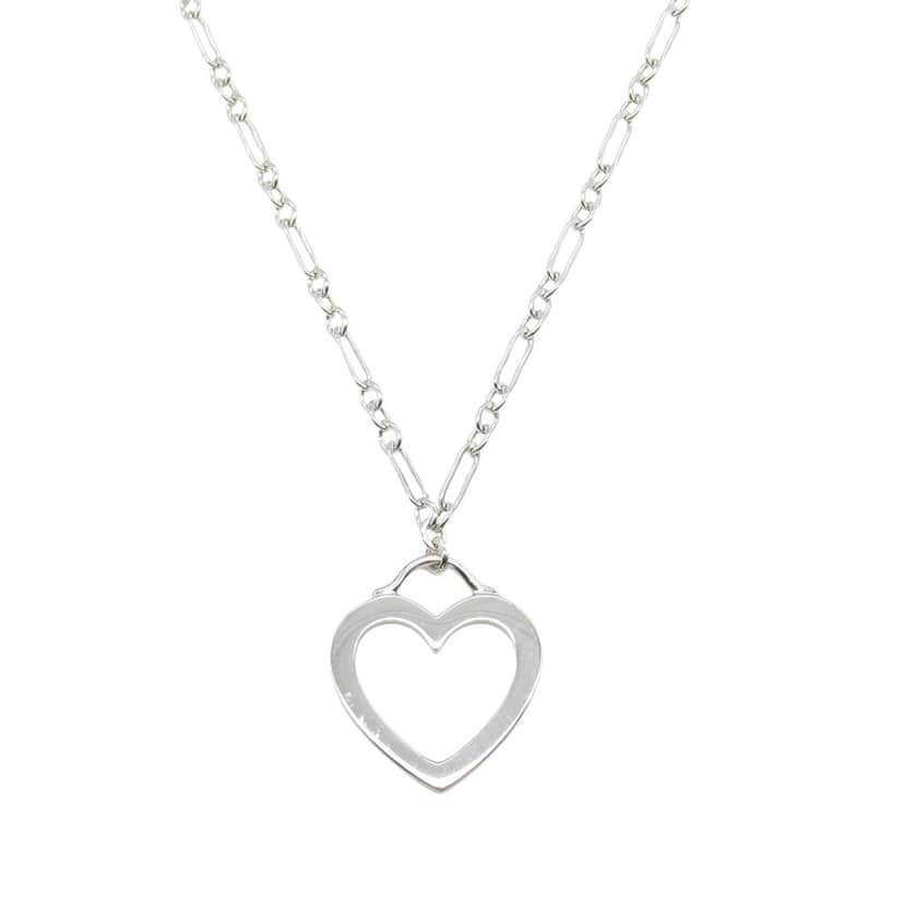 Tiffany & Co 18K White Gold Sentimental Heart Pendant Necklace Silver White Gold Good condition - Front View