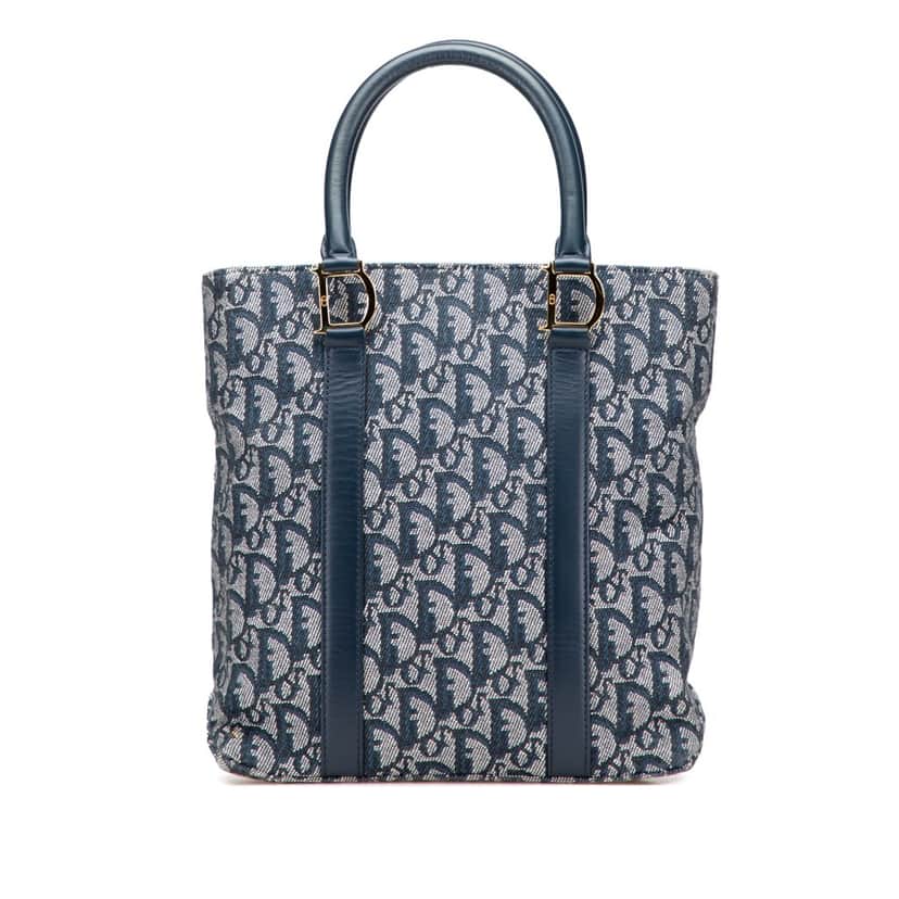 Dior Diorissimo Trotter Canvas Tote Blue Canvas Very good condition - Front View