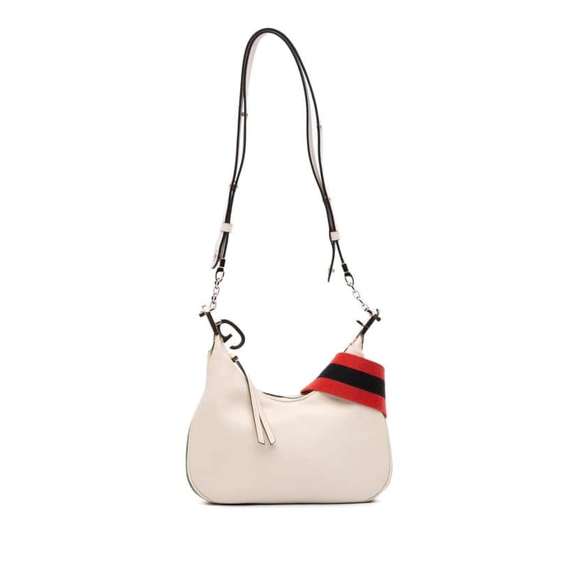 Gucci Small Leather Web Attache Crossbody White Leather Good condition - Front View