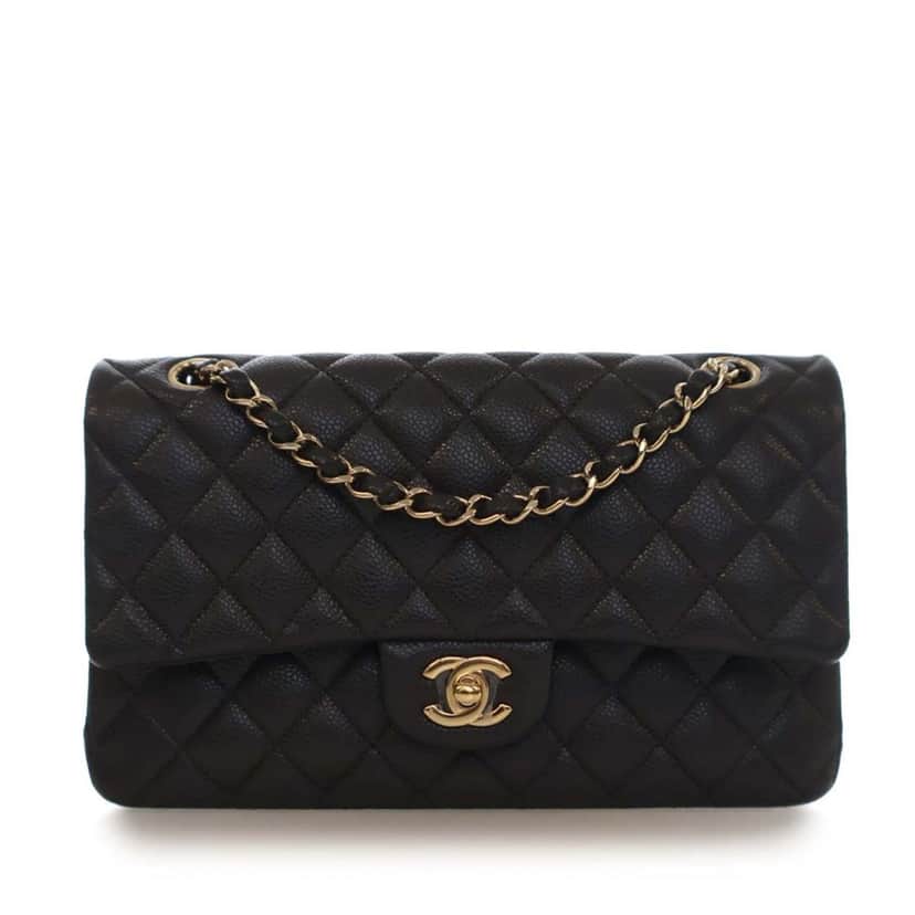 Chanel Medium Classic Caviar Double Flap Grey Leather Good condition - Front View