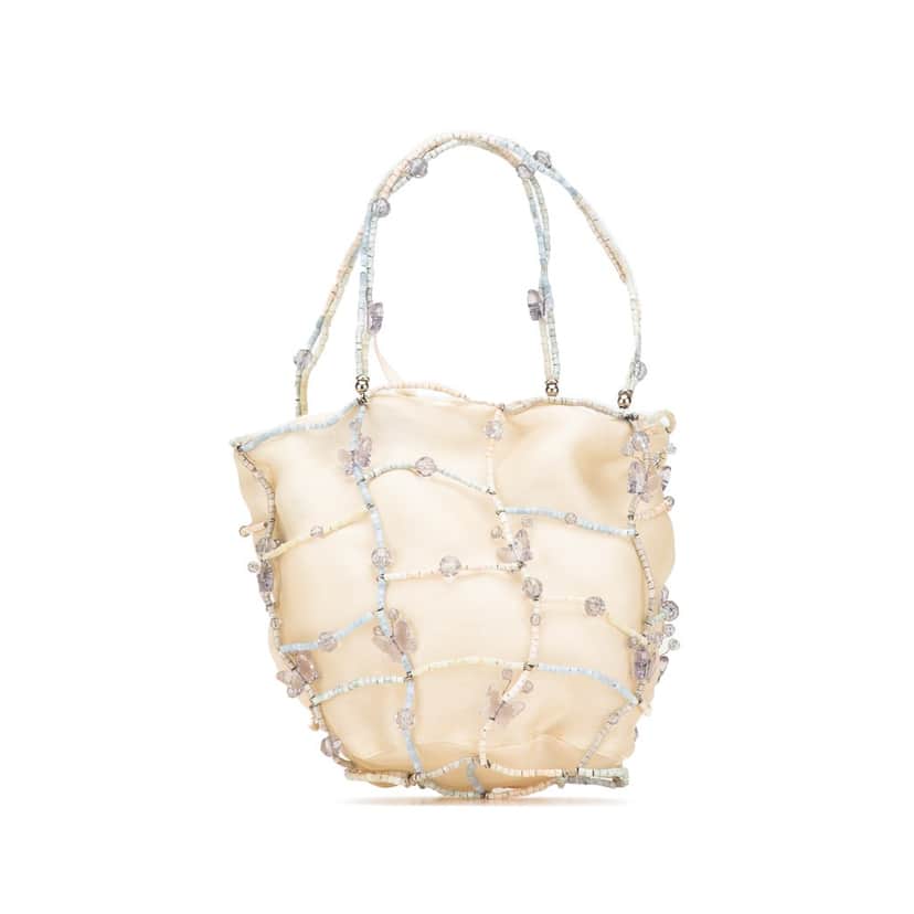 Bottega Veneta Beaded Silk Butterfly Evening Bag Brown Silk Good condition - Front View