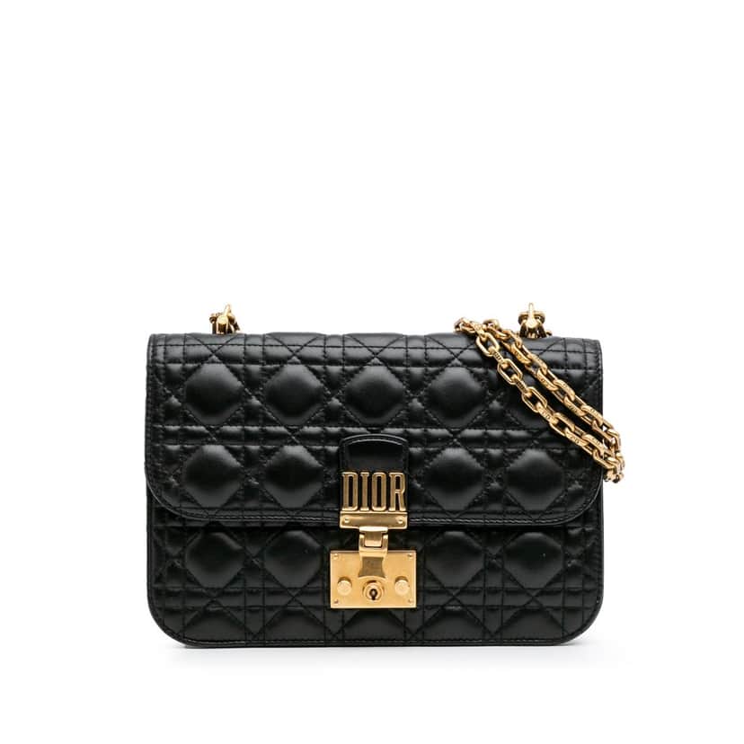 Dior Medium Lambskin Cannage DiorAddict Flap Black Leather Good condition - Front View