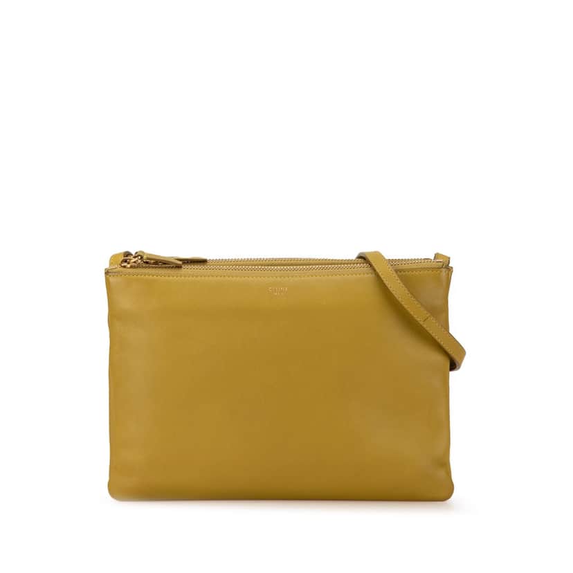 Celine Large Lambskin Trio Crossbody Yellow Leather Fair condition - Front View