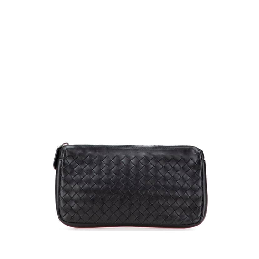 Bottega Veneta Nappa Intrecciato Coin Pouch Black Leather Good condition - Front View
