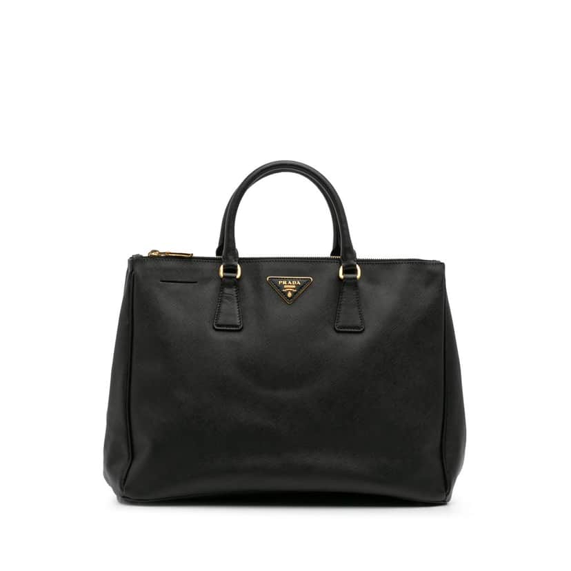 Prada Large Saffiano Lux Galleria Double Zip Satchel Black Leather Good condition - Front View
