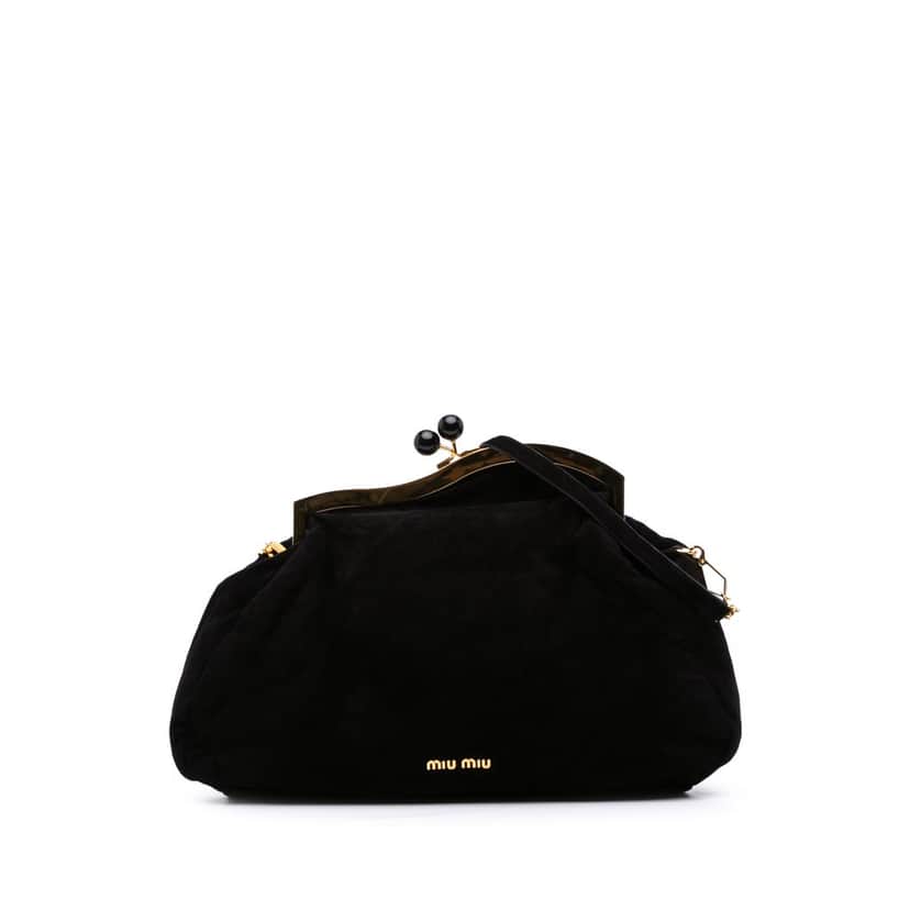 Miu Miu Suede Evening Bag Black Leather Good condition - Front View