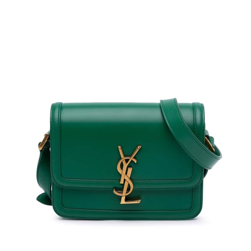 Saint Laurent Small Calfskin Solferino Satchel In Box Green Leather Good condition - Front View