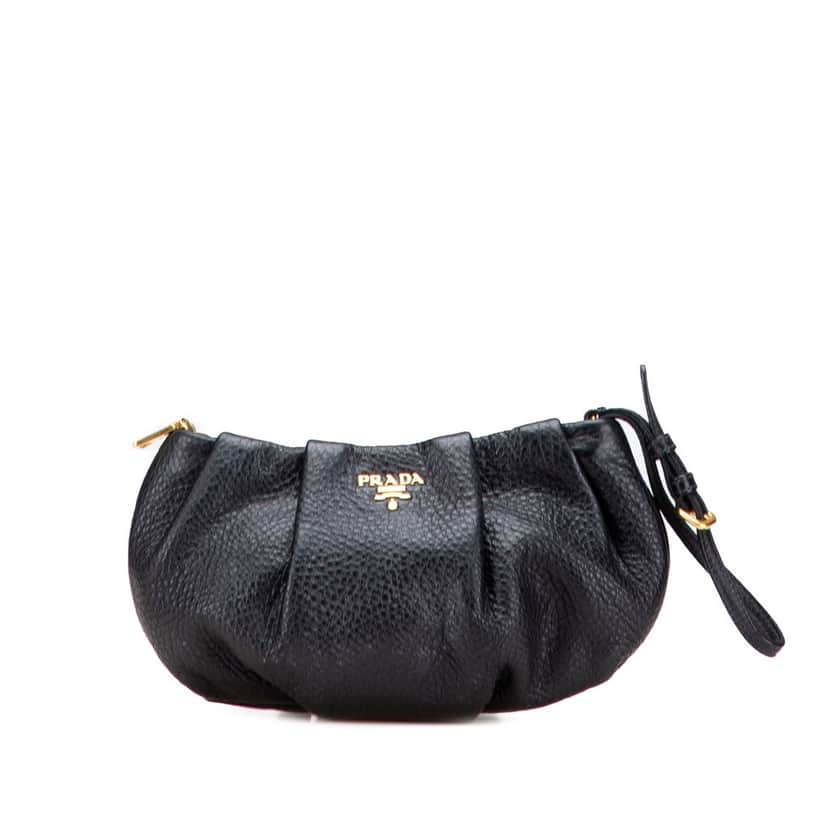 Prada Vitello Daino Clutch Black Leather Good condition - Front View