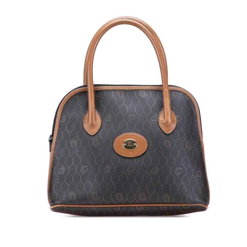 Dior Honeycomb Coated Canvas Dome Handbag Black Canvas Good condition - Front View