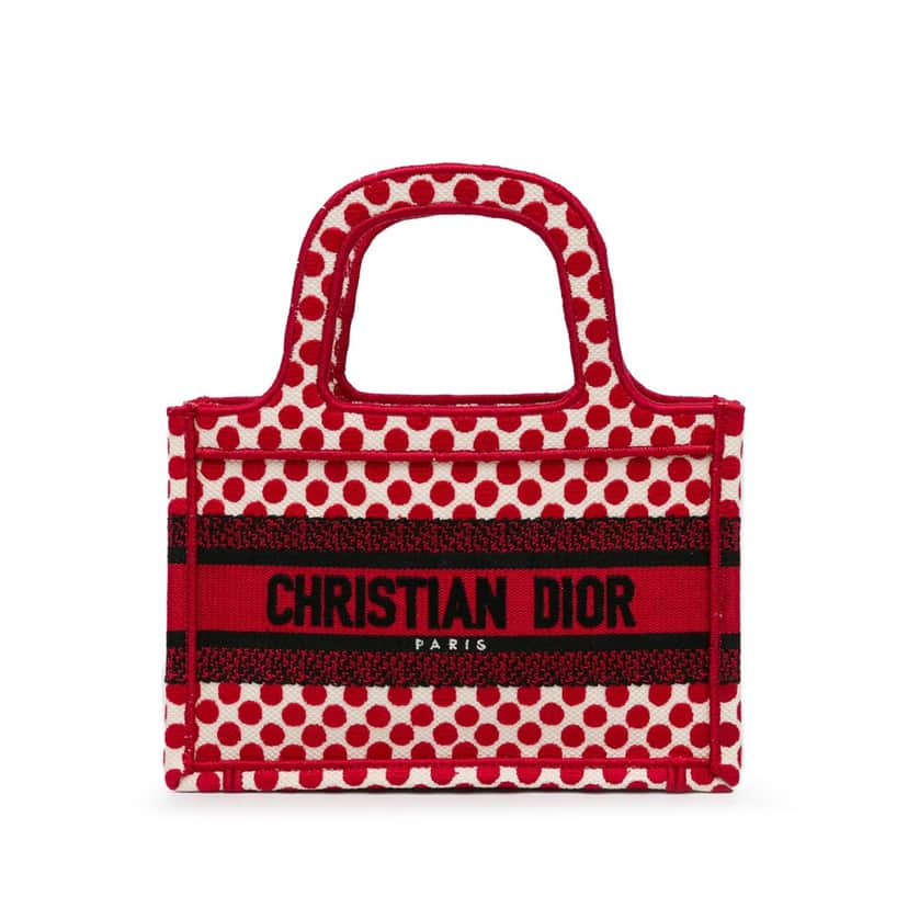 Dior Mini Dioramour Book Tote Red Canvas Good condition - Front View