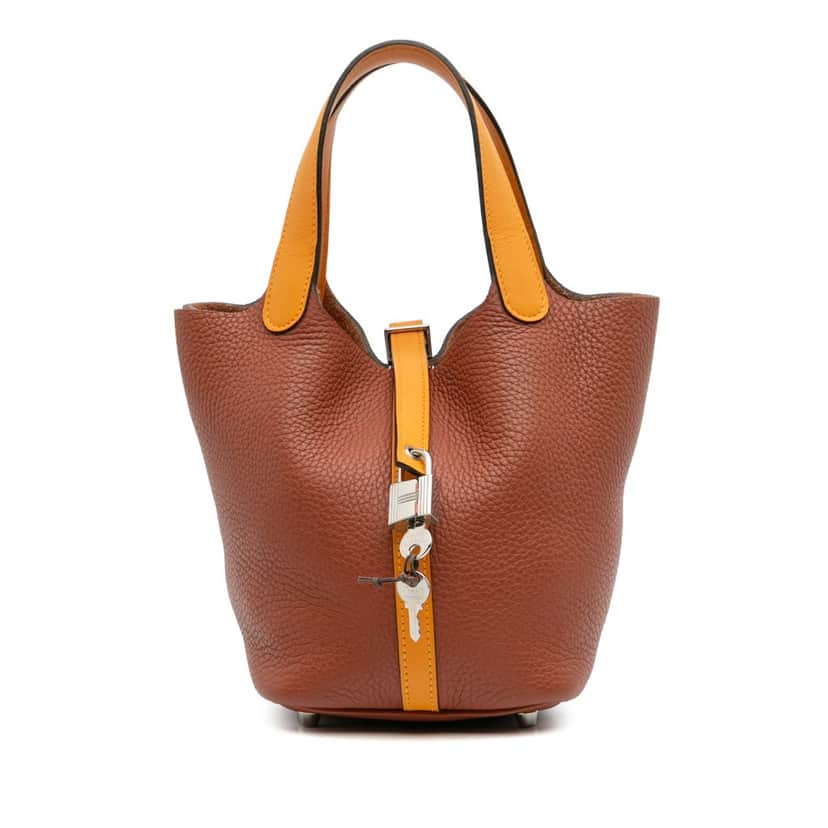 Hermès Bicolor Clemence and Swift Picotin Lock 18 Brown Leather Good condition - Front View