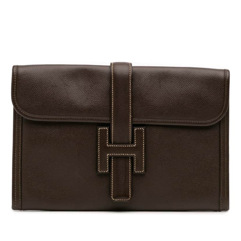 Hermès Epsom Jige PM Brown Leather Good condition - Front View