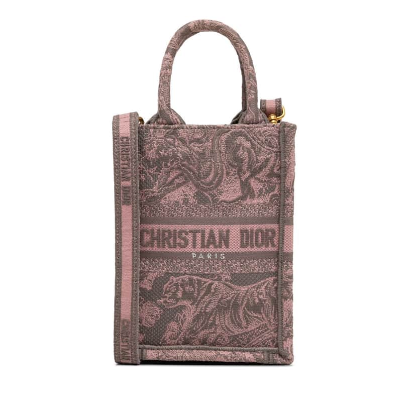 Dior Mini Toile de Jouy Vertical Book Tote Pink Canvas Good condition - Front View