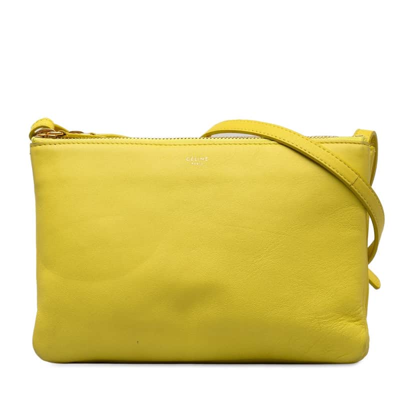 Celine Small Lambskin Trio Crossbody Yellow Leather Good condition - Front View