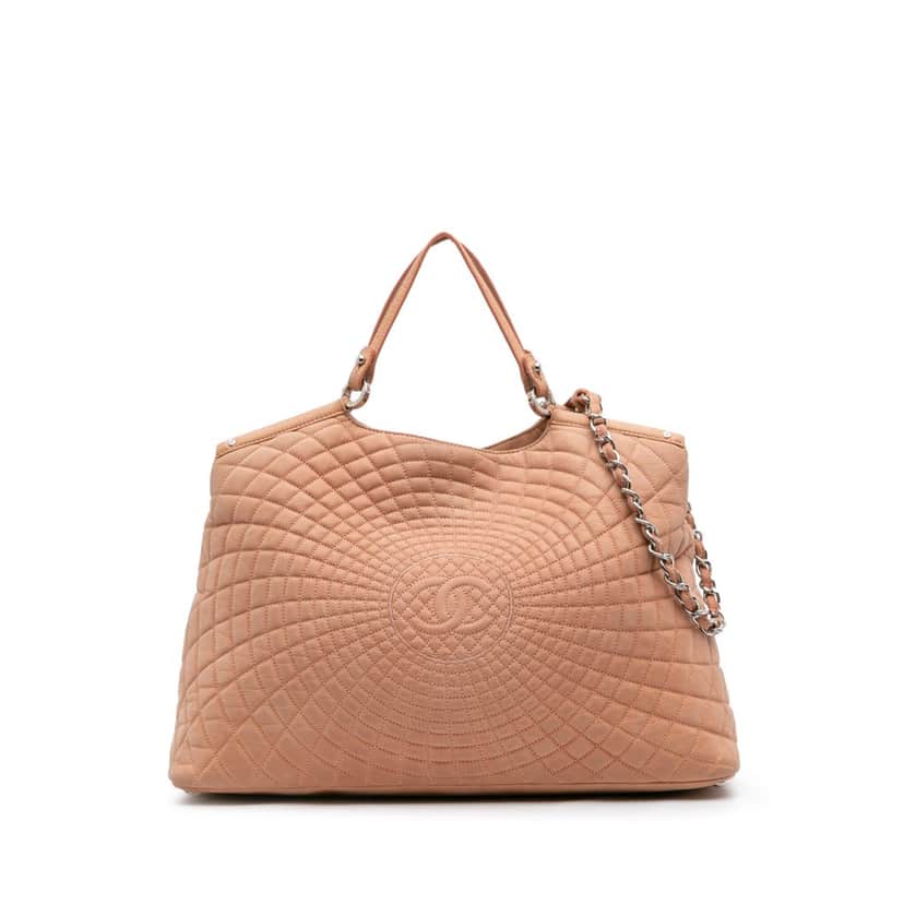 Chanel Large Quilted Iridescent Calfskin Sea Hit Tote Pink Leather Good condition - Front View
