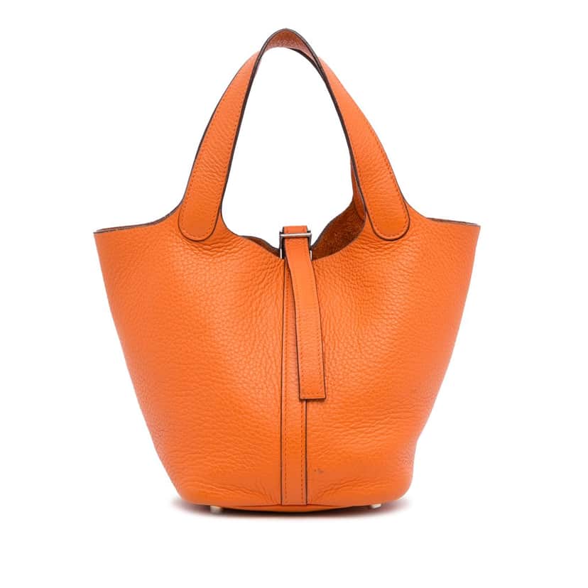 Hermès Clemence Picotin Lock 18 Orange Leather Good condition - Front View
