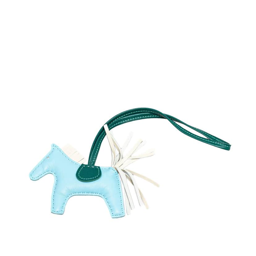 Hermès Milo Lambskin Grigri Rodeo Horse Bag Charm TPM Blue Leather Very good condition - Front View