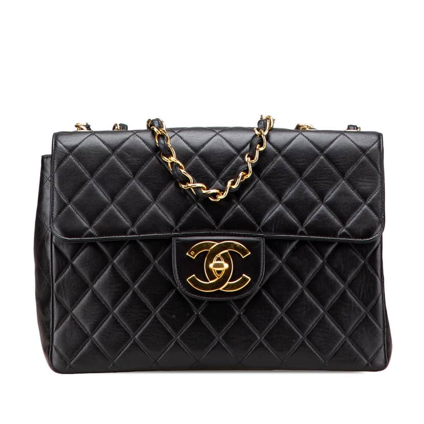 Chanel Jumbo XL Classic Lambskin Single Flap Black Leather Good condition - Front View