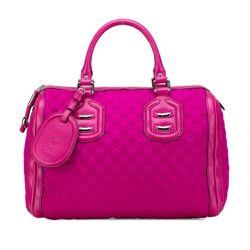 Gucci Medium Guccissima Neoprene Techno Tag Boston Bag Pink Polyester Good condition - Front View