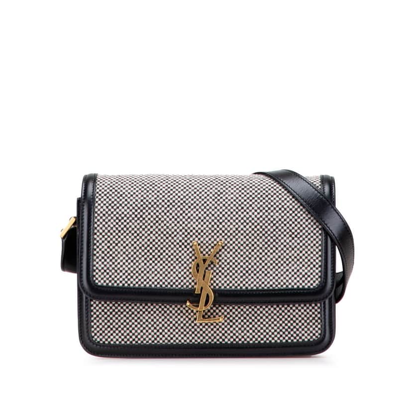 Saint Laurent Medium Tweed Solferino Crossbody Grey Tweed Good condition - Front View