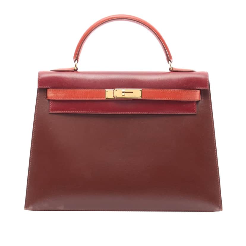Hermès Tricolor Box Calf Kelly Sellier 32 Brown Leather Good condition - Front View
