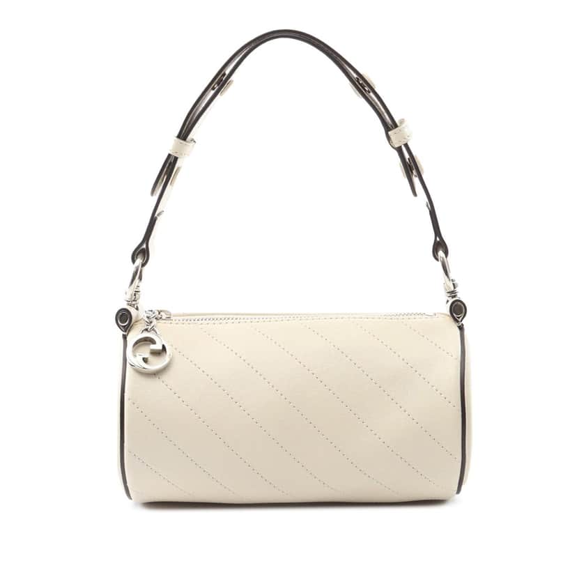 Gucci Mini Leather Blondie Barrel Shoulder Bag White Leather Good condition - Front View