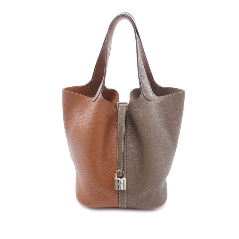 Hermès Bicolor Clemence Picotin Lock 22 Brown Leather Good condition - Front View