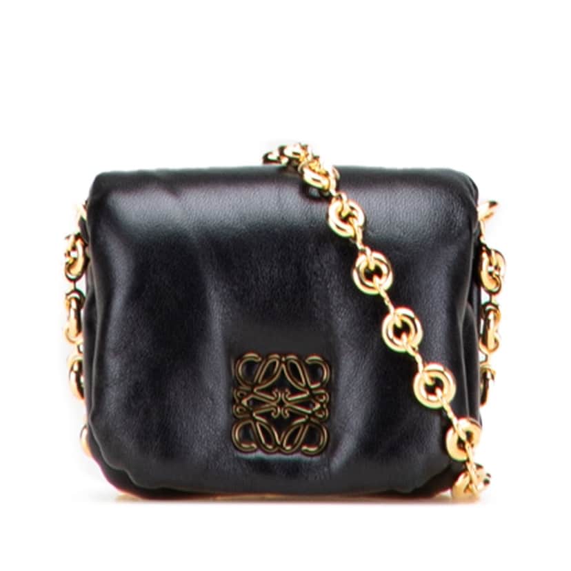 Loewe Shiny Lambskin Goya Puffer Case Black Leather Very good condition - Front View