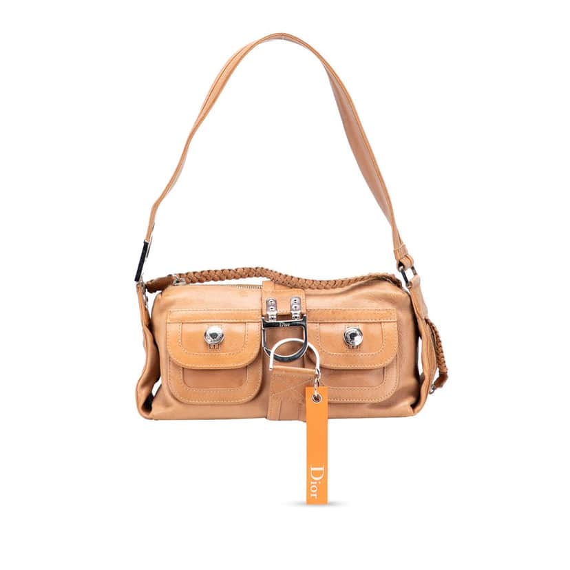 Dior Leather East West Flight Shoulder Bag Brown Leather Fair condition - Front View