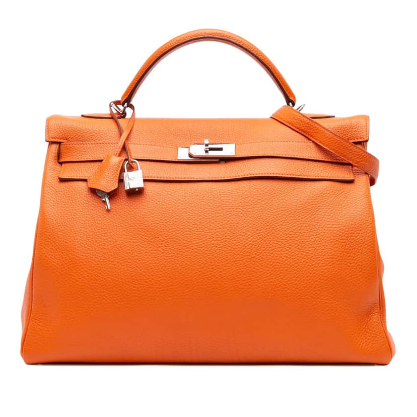 Hermès Togo Kelly II Retourne 40 Orange Leather Good condition - Front View
