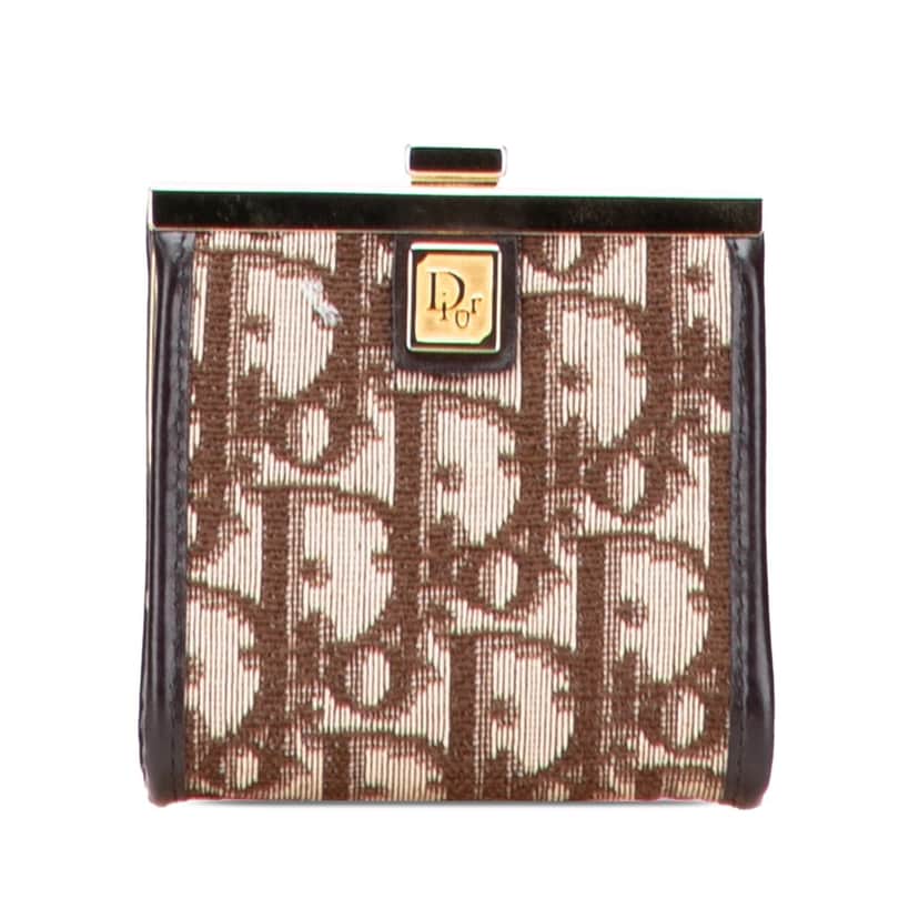 Dior Oblique Canvas Clasp Coin Pouch Brown Canvas Good condition - Front View