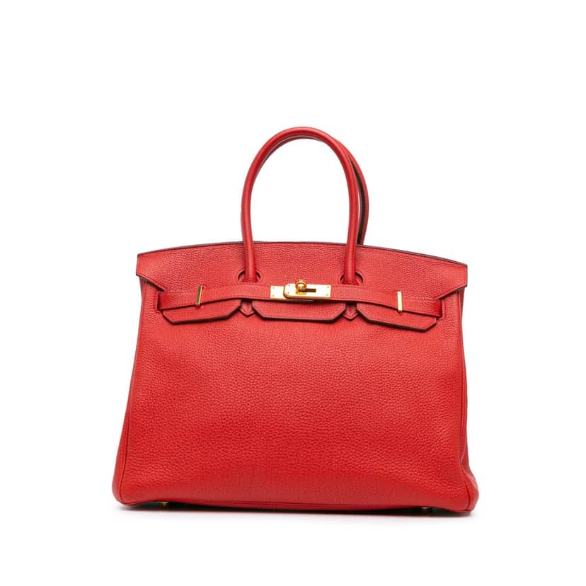 Hermès Togo Birkin Retourne 35 Red Leather Good condition - Front View