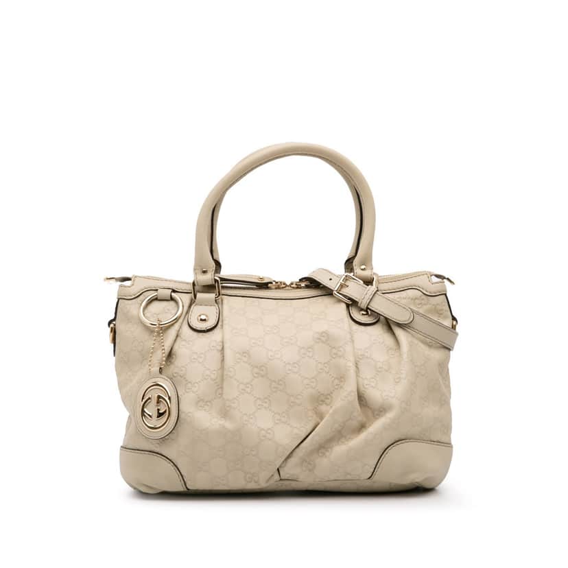 Gucci Guccissima Sukey Satchel White Leather Good condition - Front View