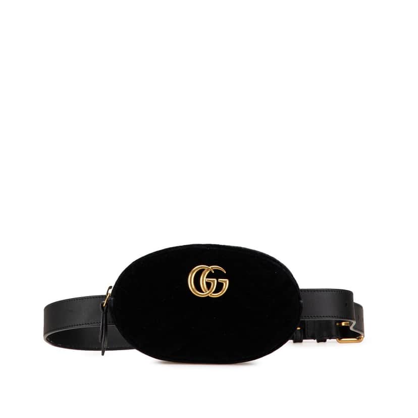 Gucci GG Marmont Matelasse Velvet Belt Bag Black Velvet Good condition - Front View
