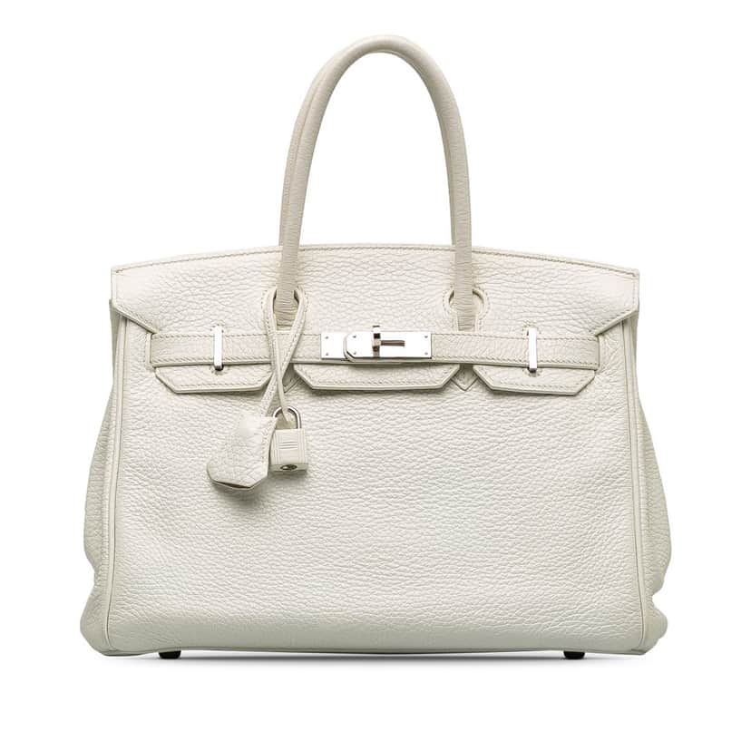Hermès Clemence Birkin 30 White Leather Fair condition - Front View