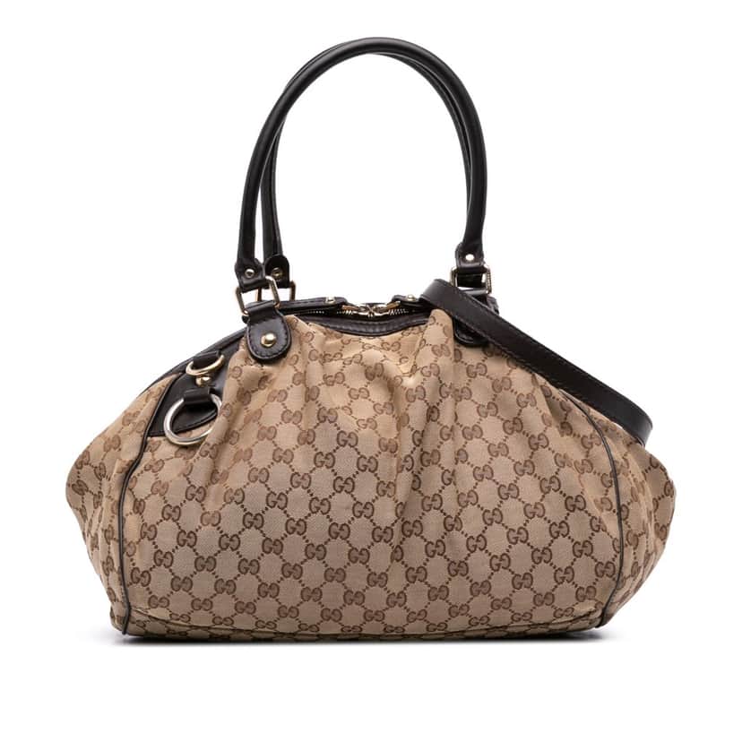 Gucci GG Canvas Sukey Satchel Brown Canvas Good condition - Front View