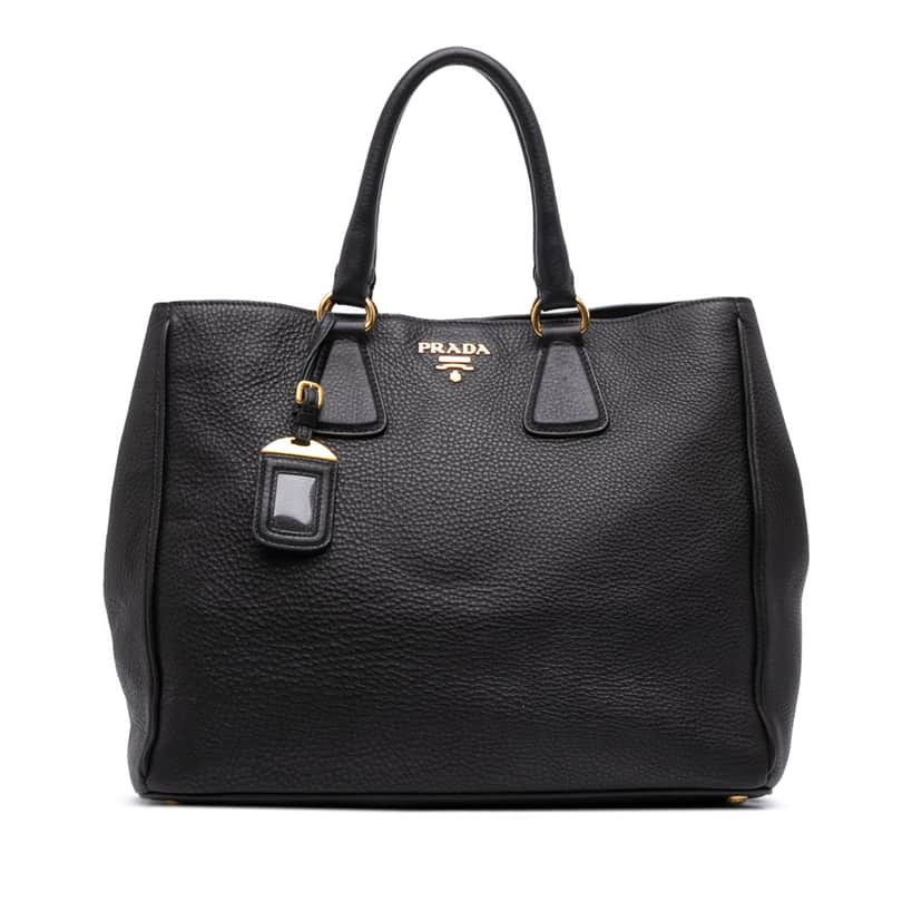 Prada Vitello Daino Open Convertible Tote Black Leather Good condition - Front View