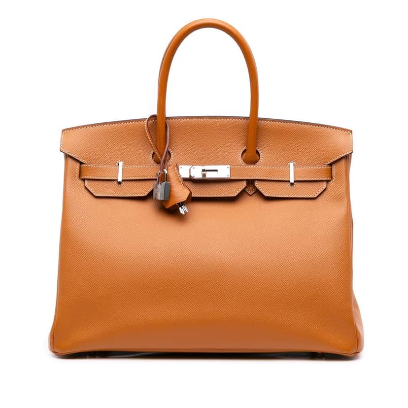 Hermès Epsom Birkin Retourne 35 Brown Leather Good condition - Front View