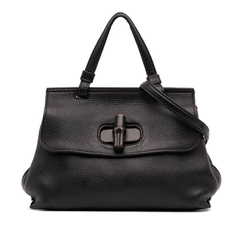 Gucci Small Leather Bamboo Daily Satchel Black Leather Good condition - Front View