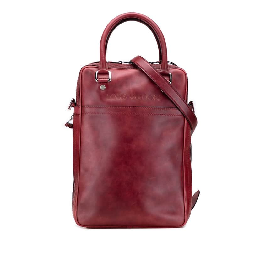 Louis Vuitton Cuir Bequia Porte Document Vertical Bag Red Leather Fair condition - Front View