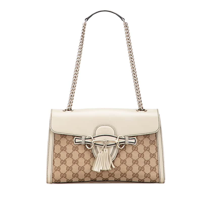 Gucci Medium GG Canvas Emily Shoulder Bag Brown Canvas Good condition - Front View