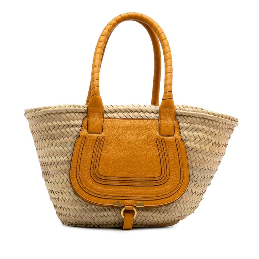 Chloé Medium Raffia Marcie Basket Tote Brown Good condition - Front View