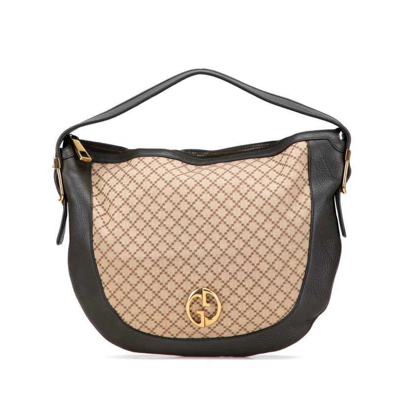 Gucci Diamante Canvas 1973 Hobo Brown Canvas Good condition - Front View