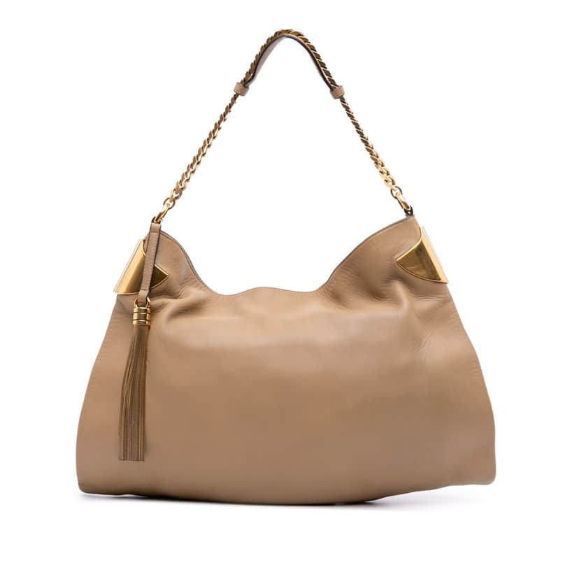 Gucci Medium Leather 1970 Chain Hobo Bag Brown Leather Good condition - Front View