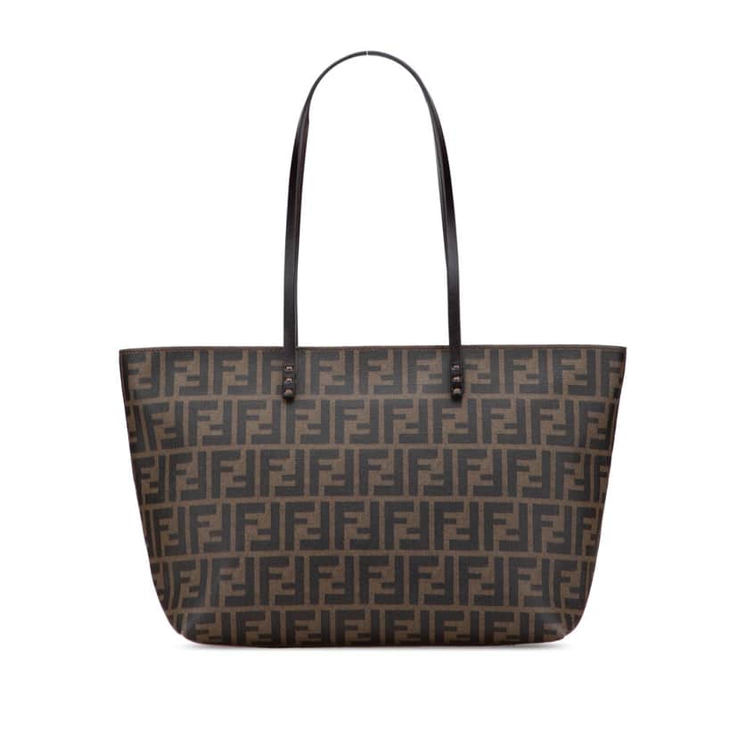 Fendi Small Zucca Coated Canvas Roll Tote Brown Canvas Good condition - Front View