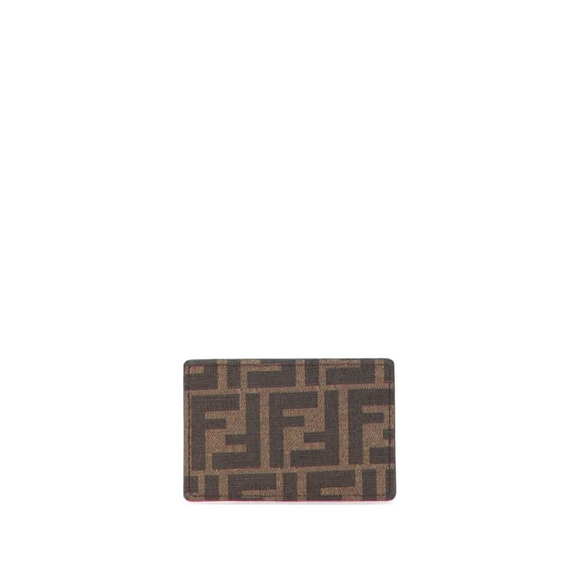 Fendi Zucca Coated Canvas and Leather Card Holder Brown Canvas Very good condition - Front View