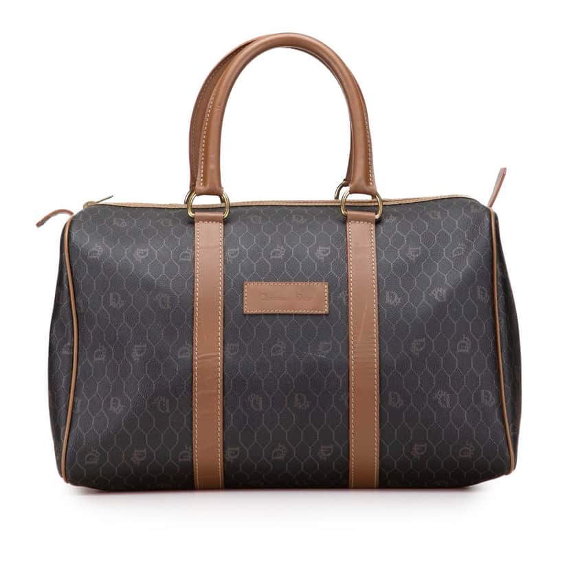 Dior Honeycomb Coated Canvas Boston Bag Black Canvas Good condition - Front View