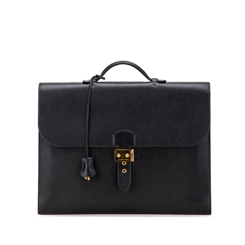Hermès Ardennes Sac A Depeches 38 Black Leather Good condition - Front View