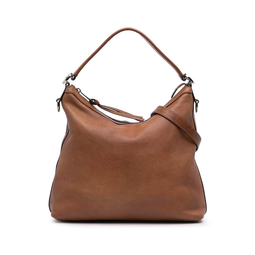 Gucci Small Grained Calfskin Miss GG Satchel Brown Leather Good condition - Front View