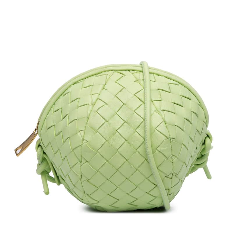 Bottega Veneta Mini Lambskin Intrecciato Mava Crossbody Green Leather Good condition - Front View
